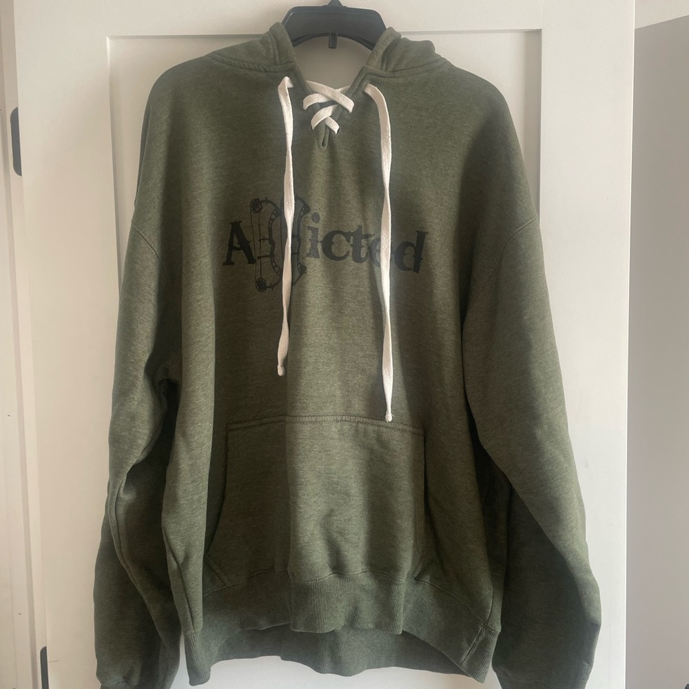 Men's Olive Hoodie with White Accents